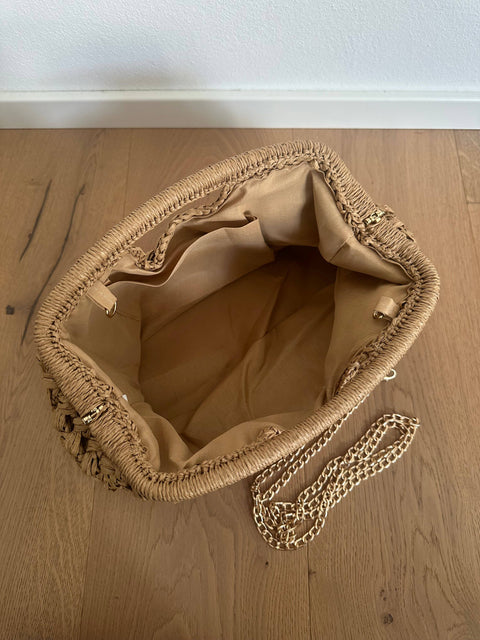 GISELLE - Pochette en raphia: Noir/ Noir