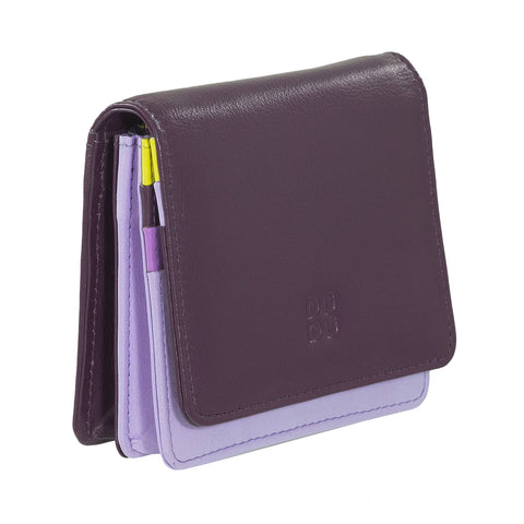 Portefeuille en cuir pour femme Dudu, petit modèle avec bouton-pression, violet profond
