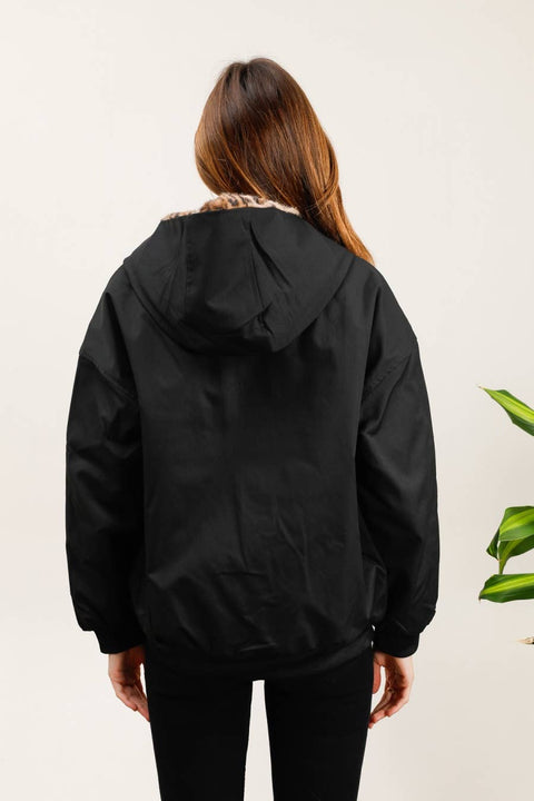 Bomber oversize avec fourrure léopard - MY07