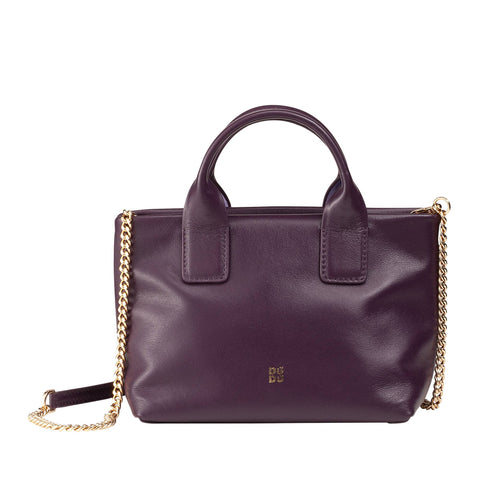 Sac à épaule en cuir pour femme DuDu® soirée, violet profond
