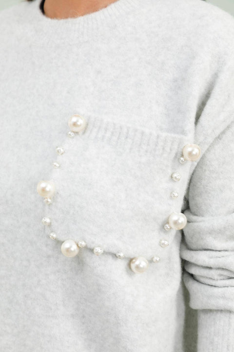 Pull maille uni avec poche perle - SCF016