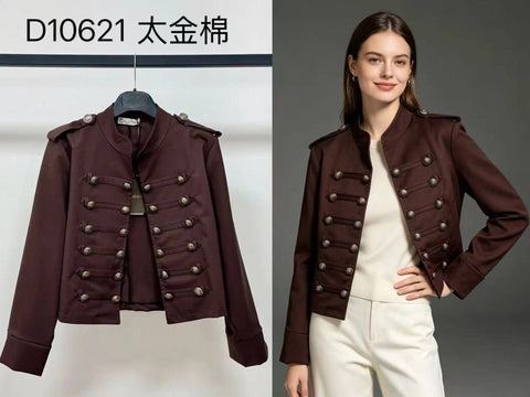 Veste Offciier  à Boutons Décoratifs –Coupe Courte Élégante