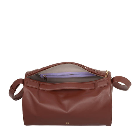 Grand sac à bandoulière en cuir pour femmes Dudu Chocolat_lilas