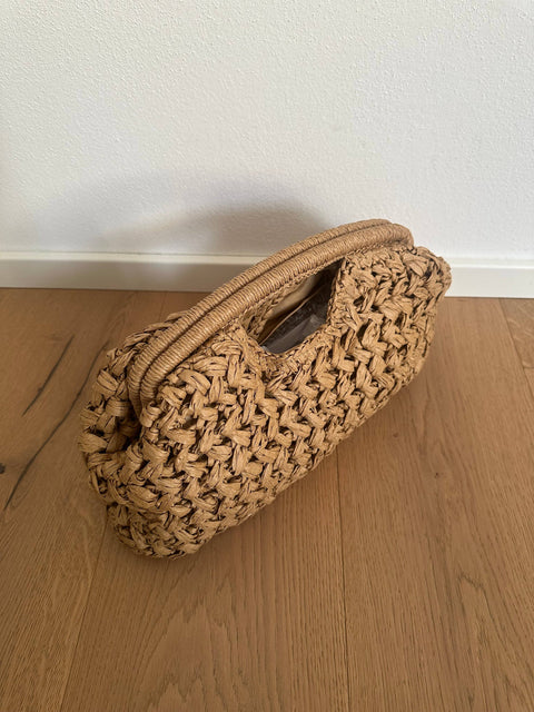 GISELLE - Pochette en raphia: Brun