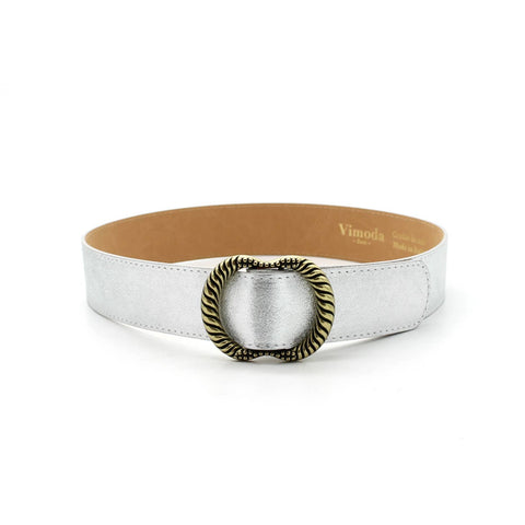 Ceinture en cuir métallisé avec boucle métallique Maïa