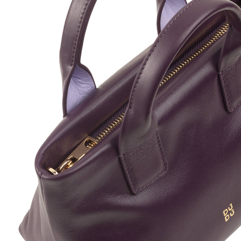 Sac à épaule en cuir pour femme DuDu® soirée, violet profond