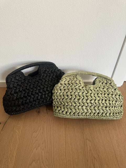 GISELLE - Pochette en raphia: Brun