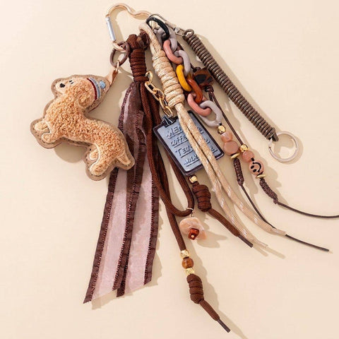 Porte-clés & Bijou de Sac  Caniche beige