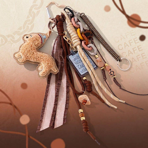 Porte-clés & Bijou de Sac  Caniche beige