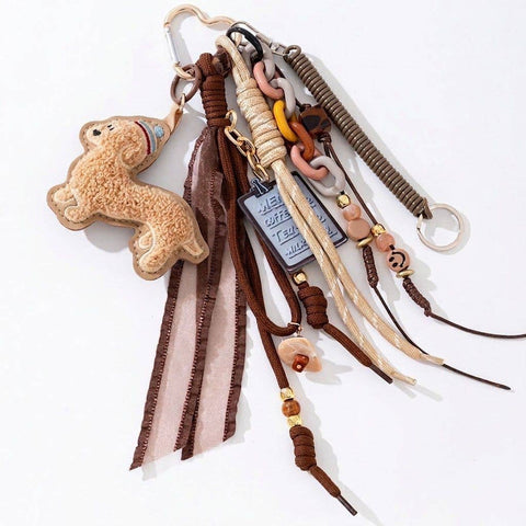 Porte-clés & Bijou de Sac  Caniche beige