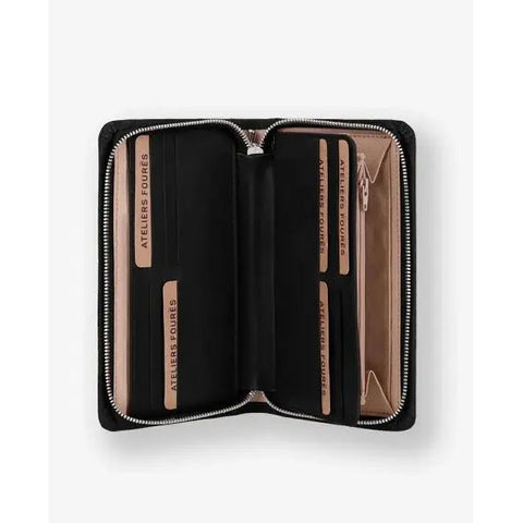ATELIERS FOURES - Portefeuille Cuir Lisse - Grand Format - PERSÉPHONE - Noir sportium store