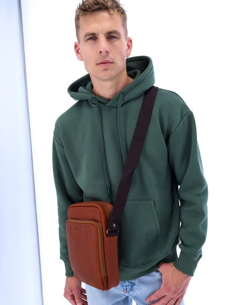 Sacoche Cuir Homme Ateliers Fourès Baroudeur Fauve