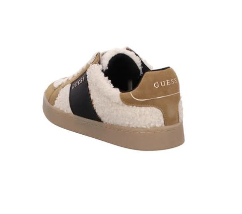 Baskets Guess Beige et Ecru Effet Mouton Pour Femme