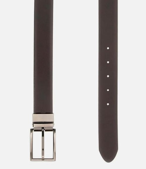 Ceinture Guess Ajustable et Réversible en Cuir Marron Foncé XL