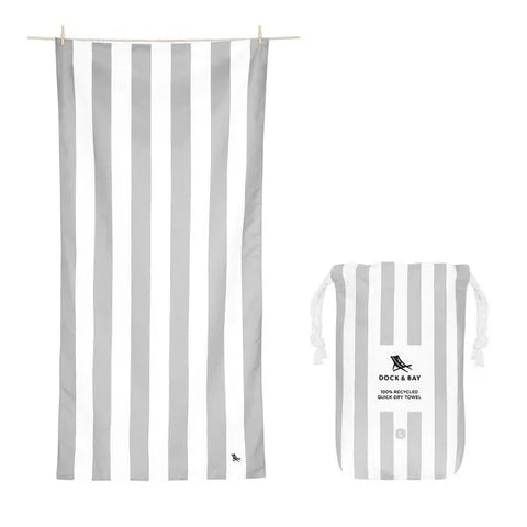 DOCK & BAY - Serviettes de Plage - XL (200x90cm) - Séchage Rapide - Gris - sportium store