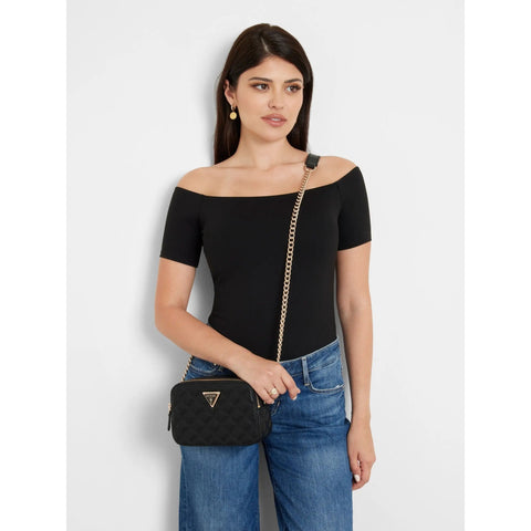 GUESS - Sac à bandoulière Giully surpiqué - Noir sportium store