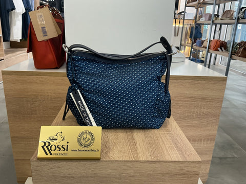 Sac à bandoulière cuir bleu marine Bruno Rossi — vue principale