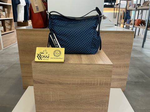 Sac bandoulière bleu marine Bruno Rossi — face avant