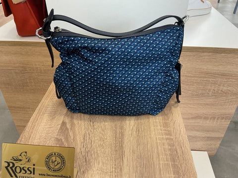 Sac bandoulière Bruno Rossi bleu marine — vue côté