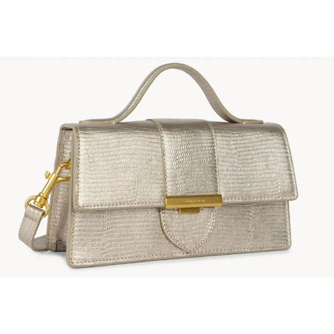 LANCASTER - Sac Baguette à Rabat - Exo Ily - Champagne lézard sportium store
