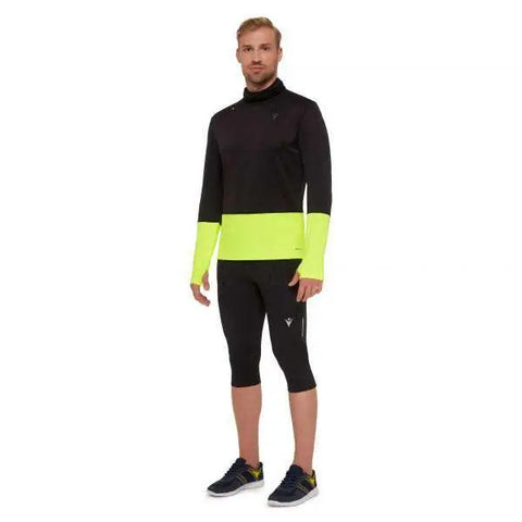 MACRON - Maillot Running à Col Montant - Danny - Noir Jaune Fluo - sportium store