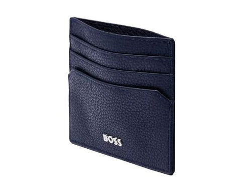 Porte-cartes Hugo Boss grainé bleu marine — vue ouverte