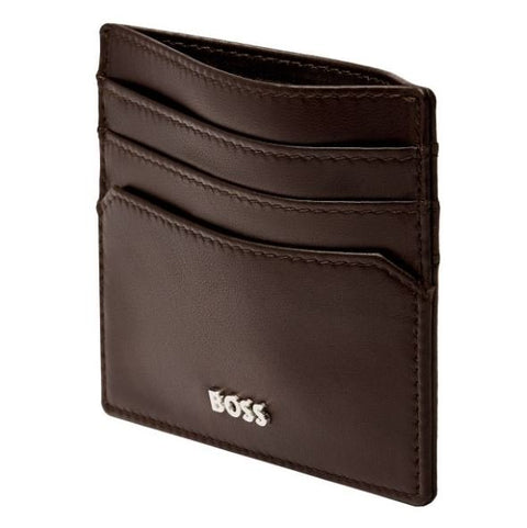 Porte-cartes Hugo Boss grainé marron — vue ouverte