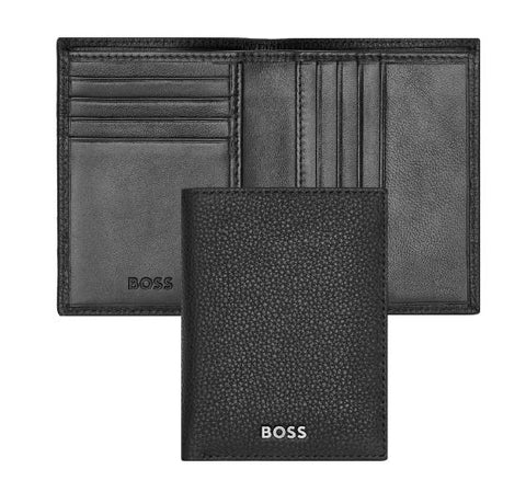 Porte-cartes Hugo Boss à rabat avec porte-monnaie noir grainé — détail