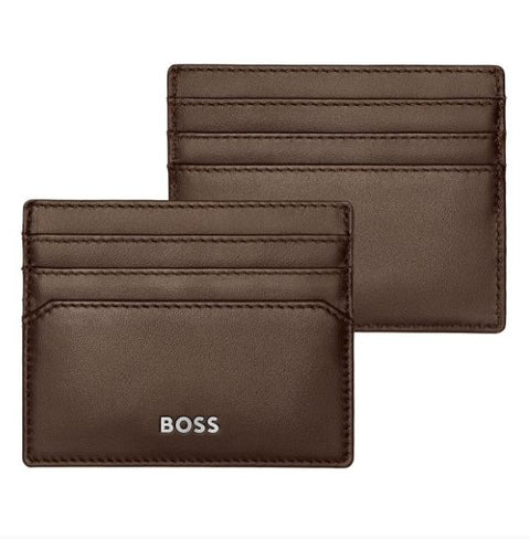Porte-cartes Hugo Boss grainé marron — vue principale