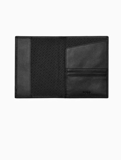 Porte-passeports Hugo Boss Iconic Black — vue ouverte compartiments