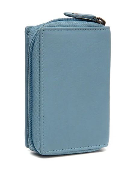 Portefeuille cuir The Chesterfield Brand Floren Sky Blue RFID — détail RFID