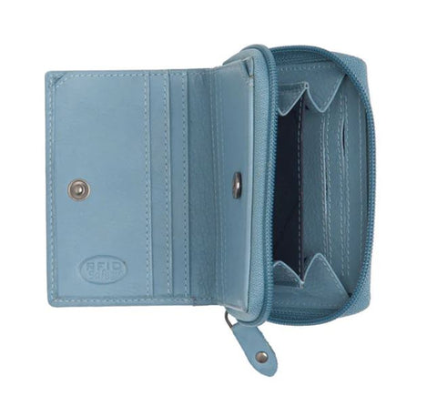 Portefeuille cuir The Chesterfield Brand Floren Sky Blue RFID — vue de dos