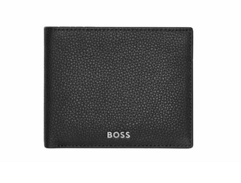 Portefeuille porte-monnaie Hugo Boss classique grainé noir — vue de face