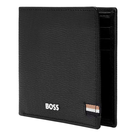 Portefeuille porte-monnaie Hugo Boss avec flap Iconic Black — vue ouverte