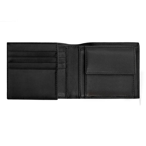 Portefeuille porte-monnaie Hugo Boss avec flap Iconic Black — détail finition