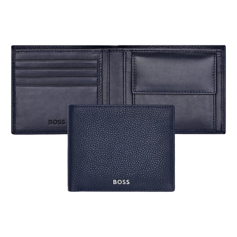 Portefeuille Porte-Monnaie Hugo Boss Classique Grainé Bleu Marine