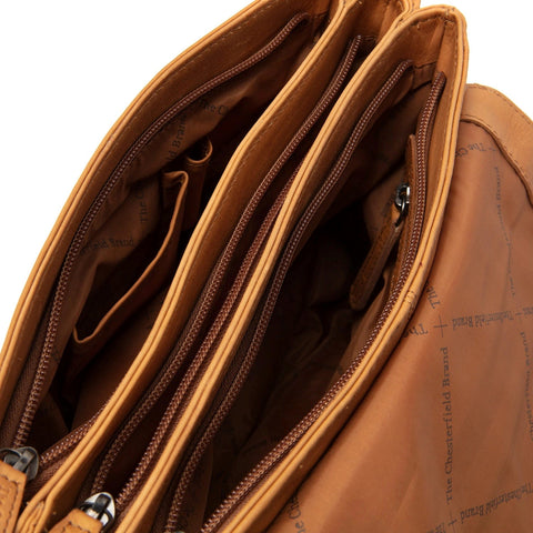 Sac bandoulière Chesterfield Brand Millie cognac — intérieur et compartiments