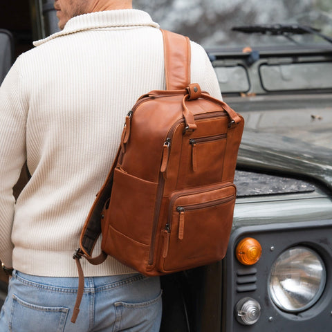 Sac à Dos Ordinateur Cuir The Chesterfield Brand Calden Cognac