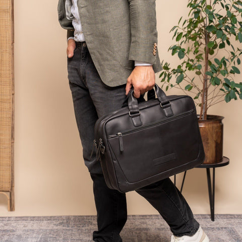 Sacoche Ordinateur The Chesterfield Brand en Cuir Seth - Noir