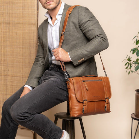 Sacoche Ordinateur The Chesterfield Brand en Cuir Veneto Cognac