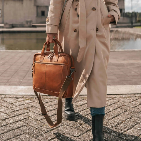 Sacoche Ordinateur The Chesterfield Brand en Cuir Calvi - Cognac