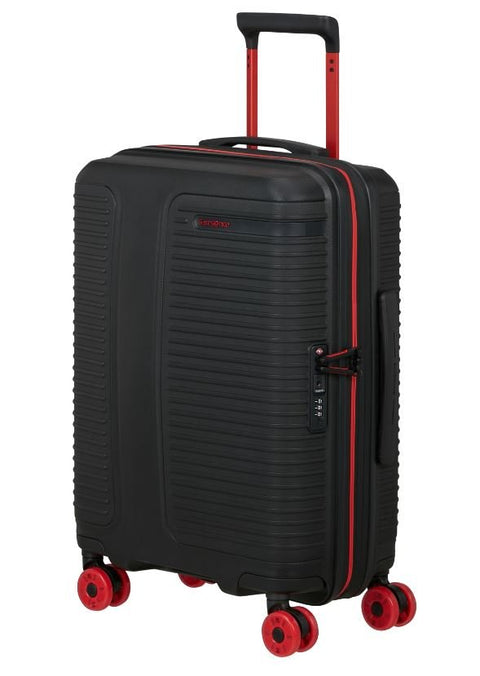 Valise cabine Samsonite PRODIVER 55cm noir — vue de face, polycarbonate