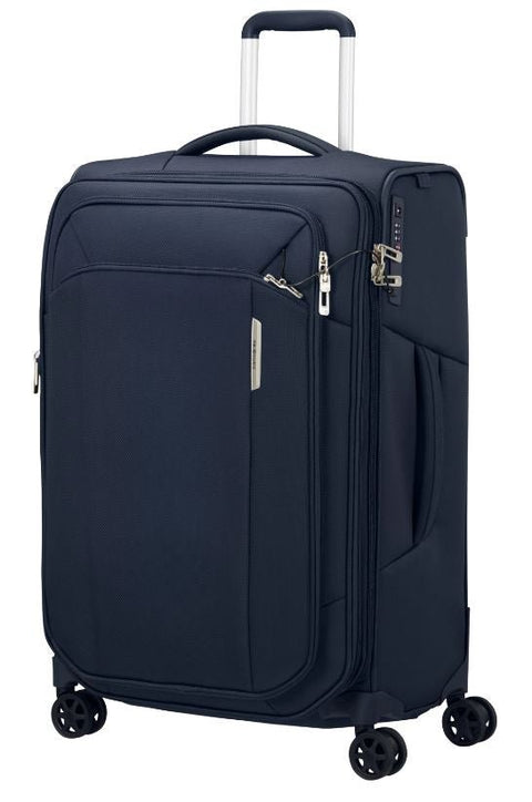 Valise Samsonite Respark 67 cm bleu nuit extensible à 4 roues — vue de face