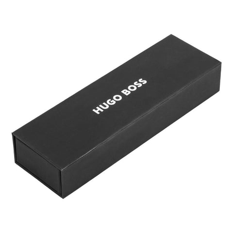 Stylo bille Hugo Boss Essential Classic Bordeaux — detail capuchon et clip chrome