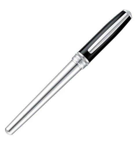 Stylo roller Hugo Boss Essential Classic Noir Chrome — detail clip chrome et corps noir