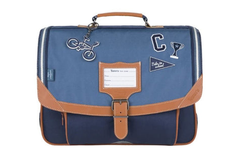 Cartable Tann's Clément Bleu x Cyrillus 38 cm vue avant motif marinière