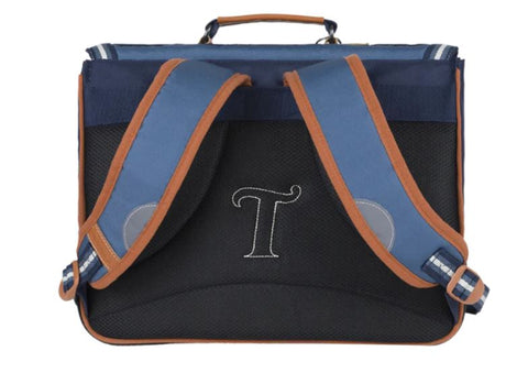 Cartable Tann's Clément Bleu x Cyrillus 38 cm vue de profil bretelles matelassées