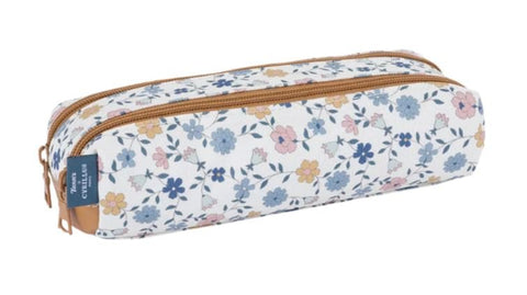 Trousse scolaire Tann's Candice Bleue x Cyrillus double compartiment vue fermée