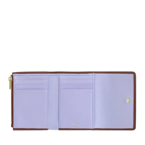 Portefeuille en cuir Dudu pour femme Chocolat_lilas
