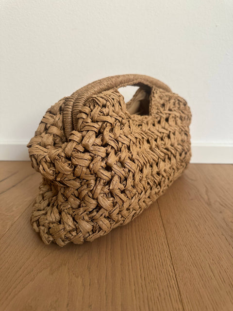 GISELLE - Pochette en raphia: Beige